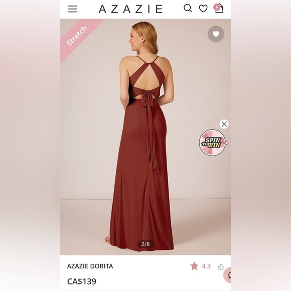 Azazie Bridesmaid or Wedding Guest dress - “Dorita” in Terracotta - size 12 - Picture 7 of 7